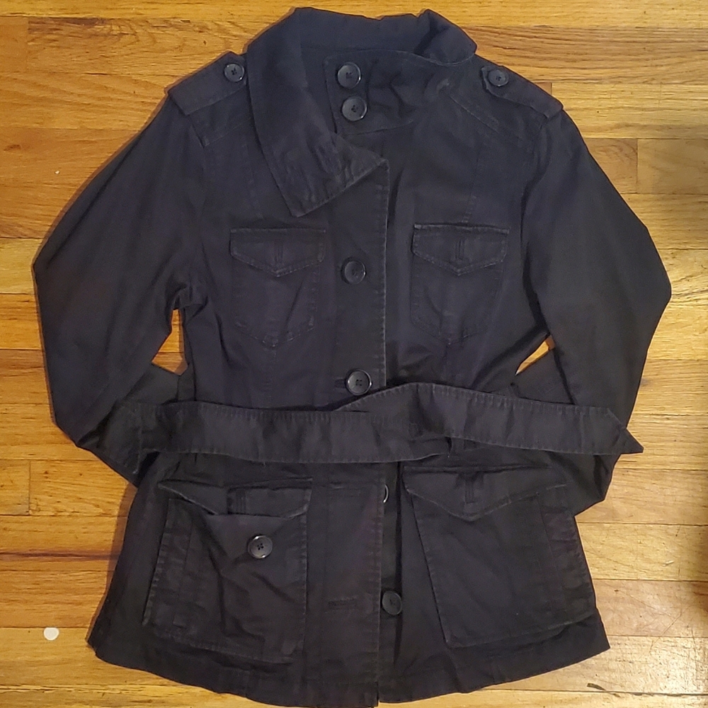H&M Black Tie-Belt Utility Jacket